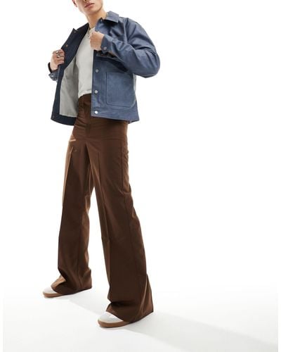 ASOS Pantalon élégant coupe évasée - marron - Bleu