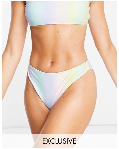 Daisy Street Hooguitgesneden Bikinibroekje Met Regenboogkleurige Print Met Kleurverloop - Meerkleurig
