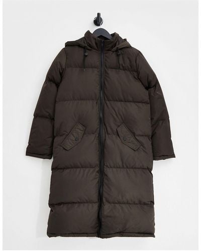 I Saw It First Chocolate Maxi Puffer With Hood - Brown