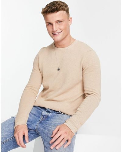Only & Sons Crew Neck Textured Jumper - Blue