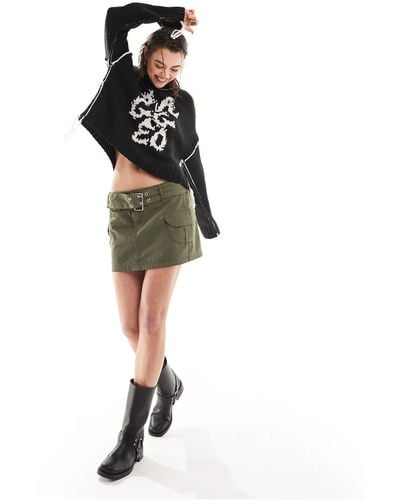 The Ragged Priest High Neck Logo Jumper With Side Splits - Black