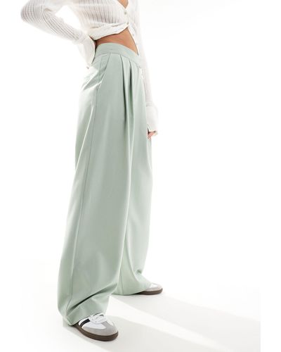 ASOS Tailored Wide Leg Trouser With Pleat Detail - Blue