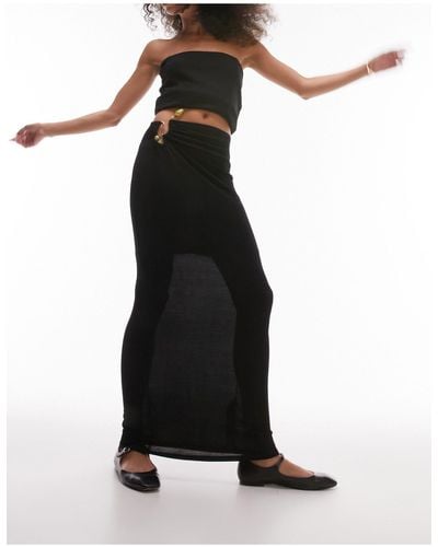 TOPSHOP Trim Detail Slinky Maxi Skirt - Black