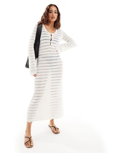 & Other Stories Crochet Knitted Midaxi Dress - White