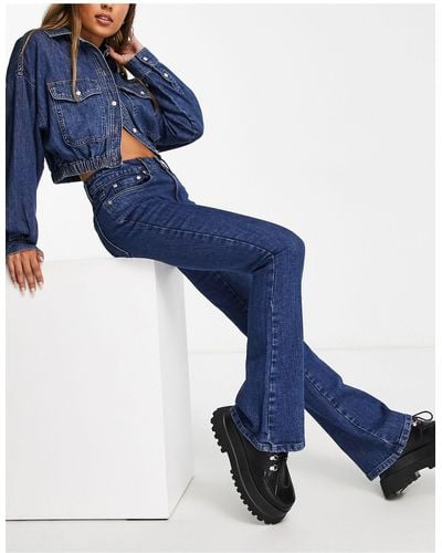 Bolongaro Trevor Jeans a zampa indaco stile anni '70 - Blu