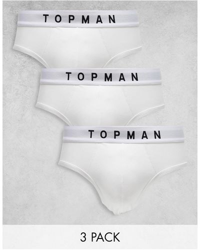 TOPMAN Confezione da 3 slip bianchi con fascia - Bianco