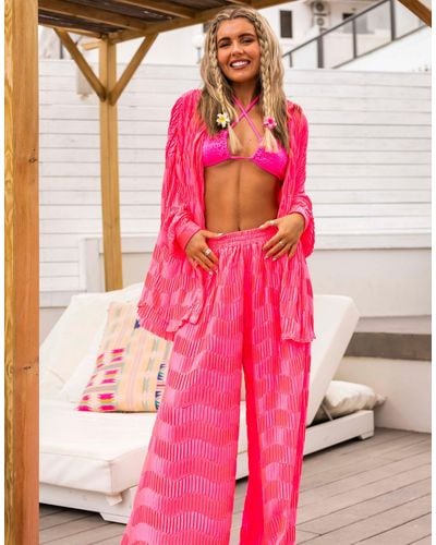 South Beach X Miss Molly High Waist Beach Trouser - Pink
