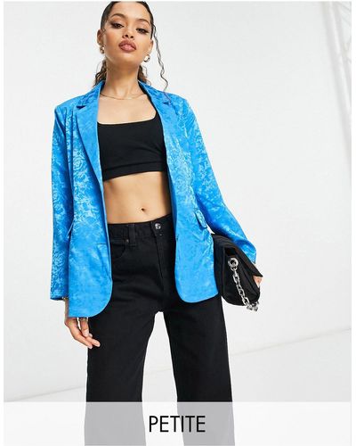Y.A.S Petite – eleganter blazer aus ausbrennersamt, kombiteil - Blau