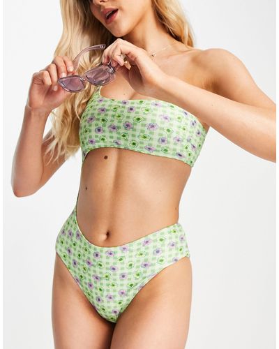 ONLY Cut Out One Shoulder Swimsuit - Green