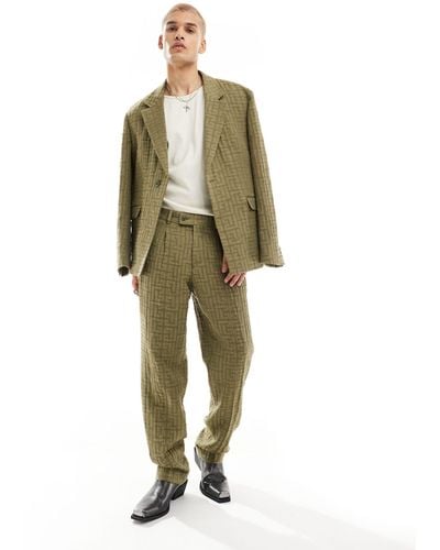 Viggo Malacia Checked Suit Trousers - Green