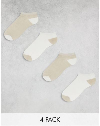 Lindex Confezione da 4 paia di calzini sportivi tonalità neutra - Bianco