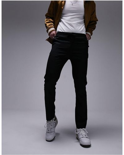 TOPMAN Skinny Smart Pants With Elastic Waistband - Black