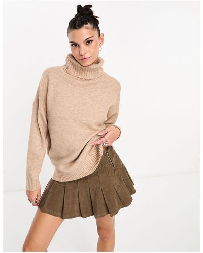 Cotton On Boxy Fit Roll Neck - Natural