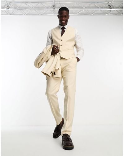 ASOS Slim Oxford Suit Trouser - Natural