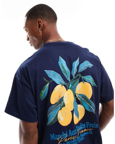 ASOS Oversized T-shirt With Fruit Back Print - Blue