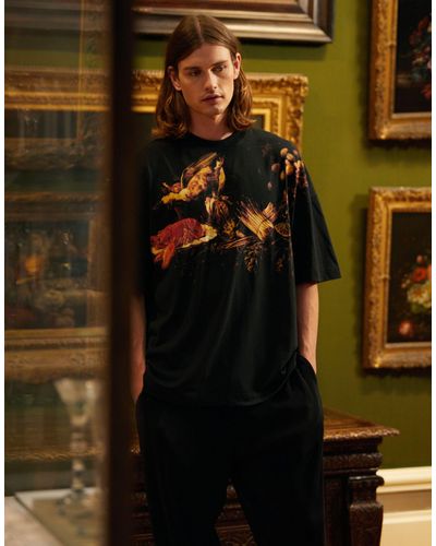 TOPMAN X ashmolean - t-shirt ultra oversize avec imprimé nature morte - Noir