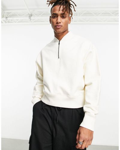 ASOS Heavyweight Oversized Sweatshirt With Zip Detail - White