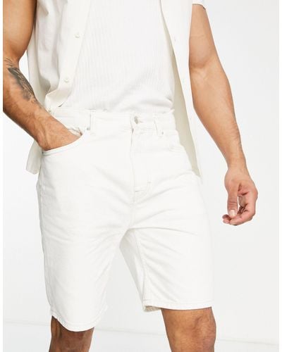 Pull&Bear Relaxed Fit Denim Shorts - White