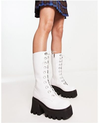 LAMODA Get Paid Eyelet Boots in Black