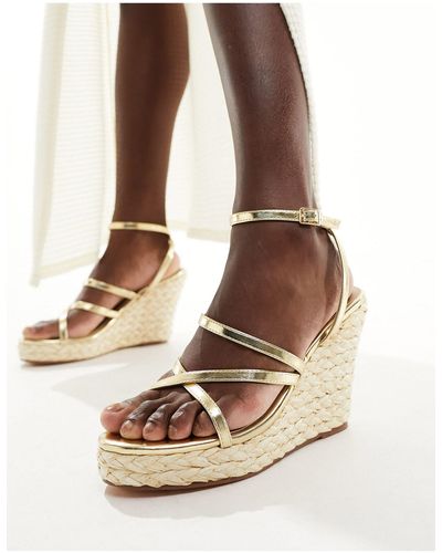 French Connection Wedge Strappy Sandals - Metallic