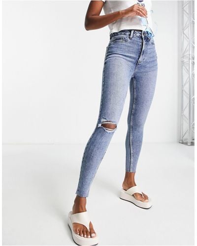 New Look Gescheurde Skinny Jeans - Blauw