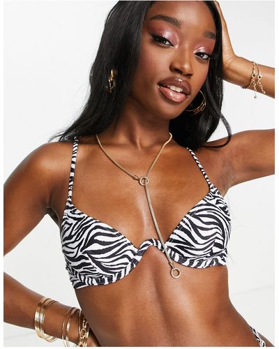 South Beach Esclusiva - mix & match - top bikini con ferretto e stampa zebrata - Multicolore