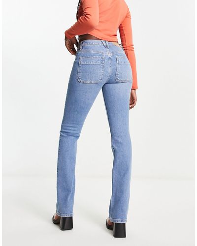 Free People Smalle Bootcut Jeans Met Lage Taille - Blauw