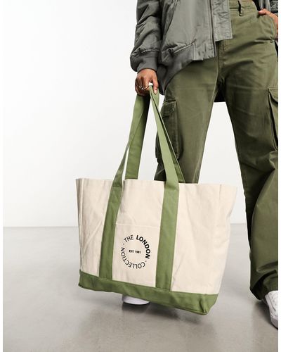 New Look London Oversized Canvas Tote - Green