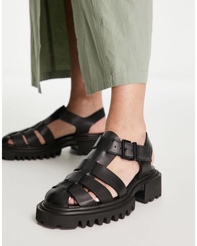 AllSaints Nessie Leather Sandals - Green