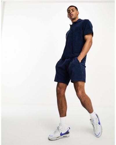 Jack & Jones – premium – frottee-shorts - Blau