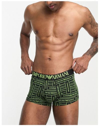 Emporio Armani Bodywear - boxer aderenti verdi con stampa del logo - Verde