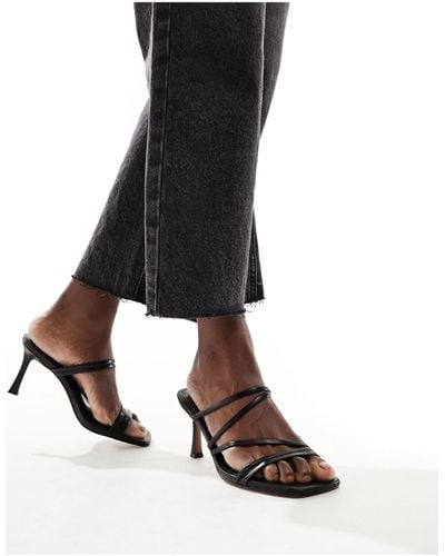 ASOS Hayes Strappy Mid Sandal Heeled Mules - Black