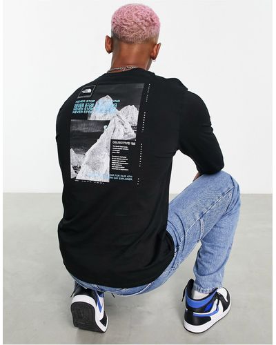The North Face In esclusiva per asos - - collage - maglietta a maniche lunghe nera con stampa sul retro - Blu