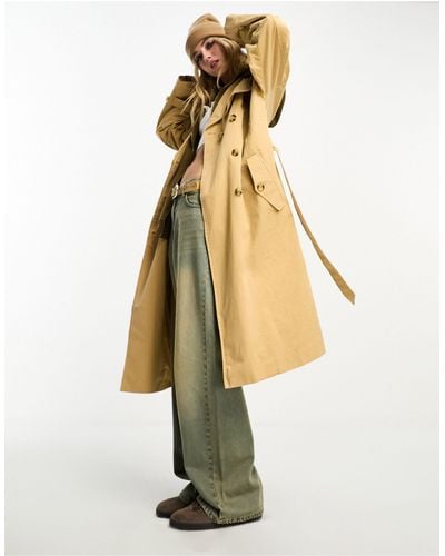 Object – übergroßer maxi-trenchcoat mit gesteppter innenseite - Weiß