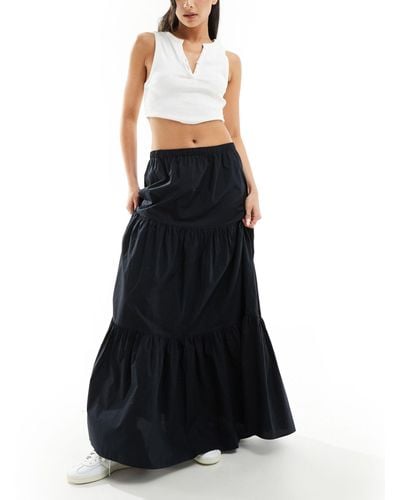 Weekday Nico Tiered Maxi Skirt - Black