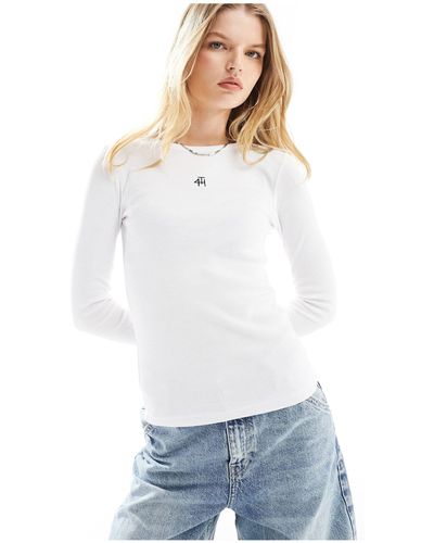 4th & Reckless Ribbed Logo Top - White