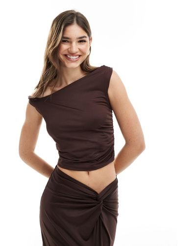 4th & Reckless Off Shoulder Top Co-ord - Brown