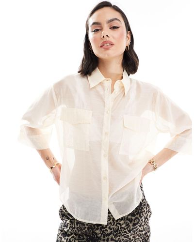 Jdy Sheer 3/4 Length Sleeve Shirt - White