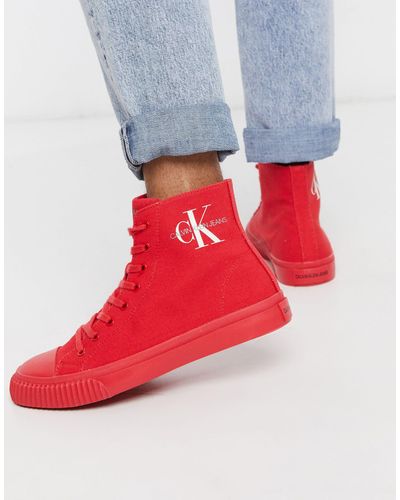 Calvin Klein Jeans Icaro Canvas High Top Sneakers - Red