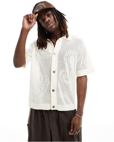 Obey Paisley Crochet Knitted Shirt - White