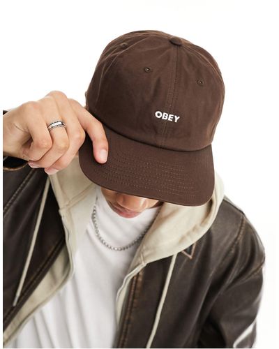 Obey Bold - cappellino a 6 pannelli con logo - Marrone