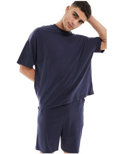 ASOS Pajama Set With Oversized T-shirt And Shorts - Blue