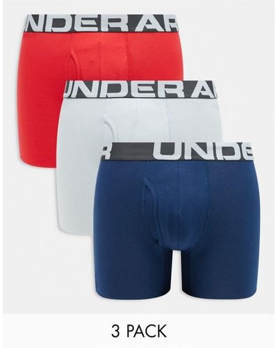 Under Armour Training Charged Cotton 3 Pack Of Trunks - Blue