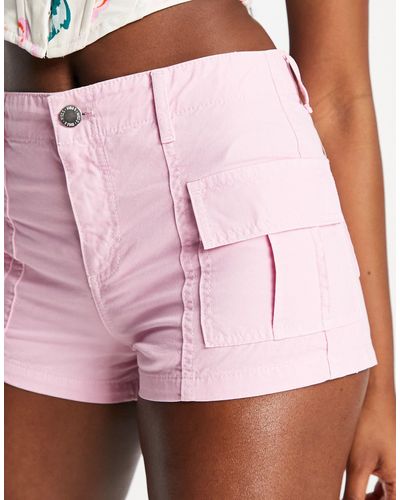 Miss Selfridge faux leather waist detail short in hot pink