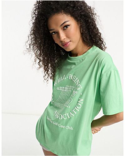 ASOS Oversized T-shirt Met Zachte 'wellbeing' Print - Groen