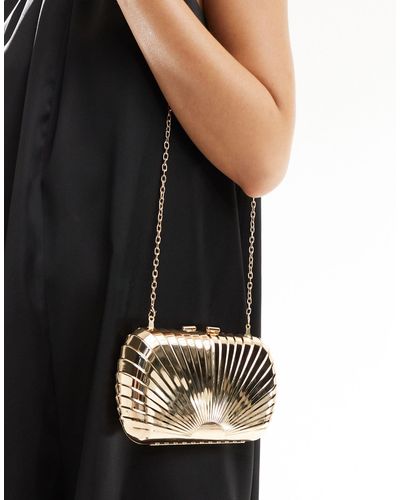 True Decadence Structured Metal Clutch Bag With Texture - Black