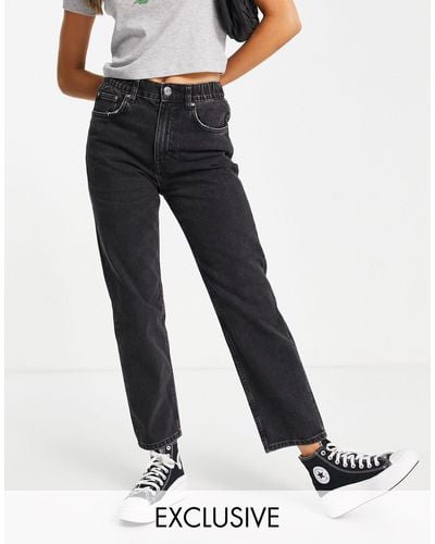 Pull&Bear Exclusivité - jean mom à taille élastique - Noir