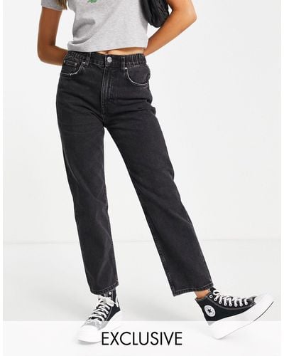 Pull&Bear In esclusiva - mom jeans con vita elasticizzata, colore - Nero