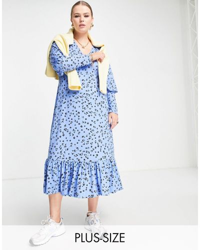 Simply Be Midi-jurk Met V-hals En Stroken - Blauw