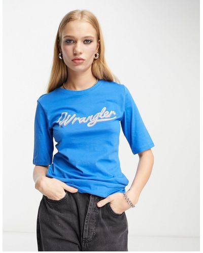 Wrangler Camiseta azul con logo